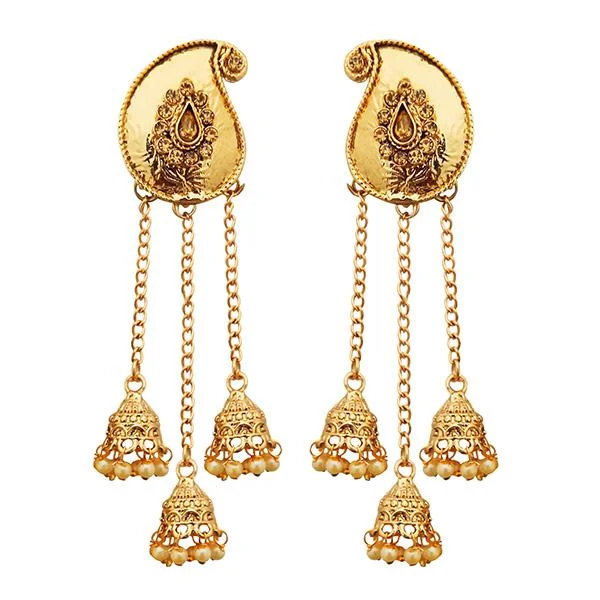 minimal earrings for women-Kriaa Brown Austrian Stone Gold Plated Dangler Earrings - 1310559A