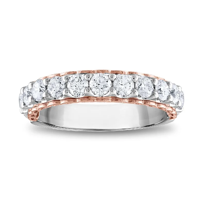 halo diamond engagement rings for women-TWO-TONE WEDDING BAND WITH LAB GROWN DIAMONDS, 1.00 CT TW