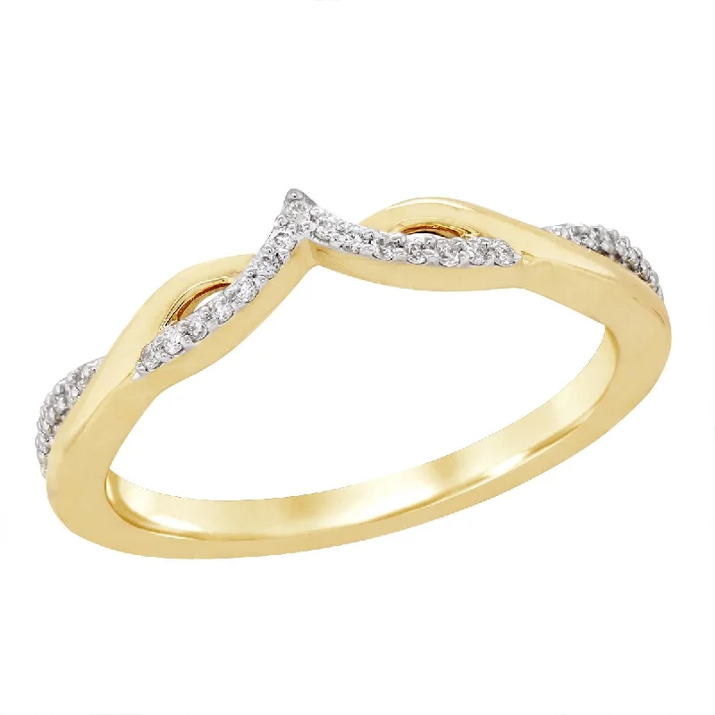 classic solitaire engagement rings for women-YELLOW GOLD PETITE WEDDING BAND WITH 29 DIAMONDS, .10 CT TW