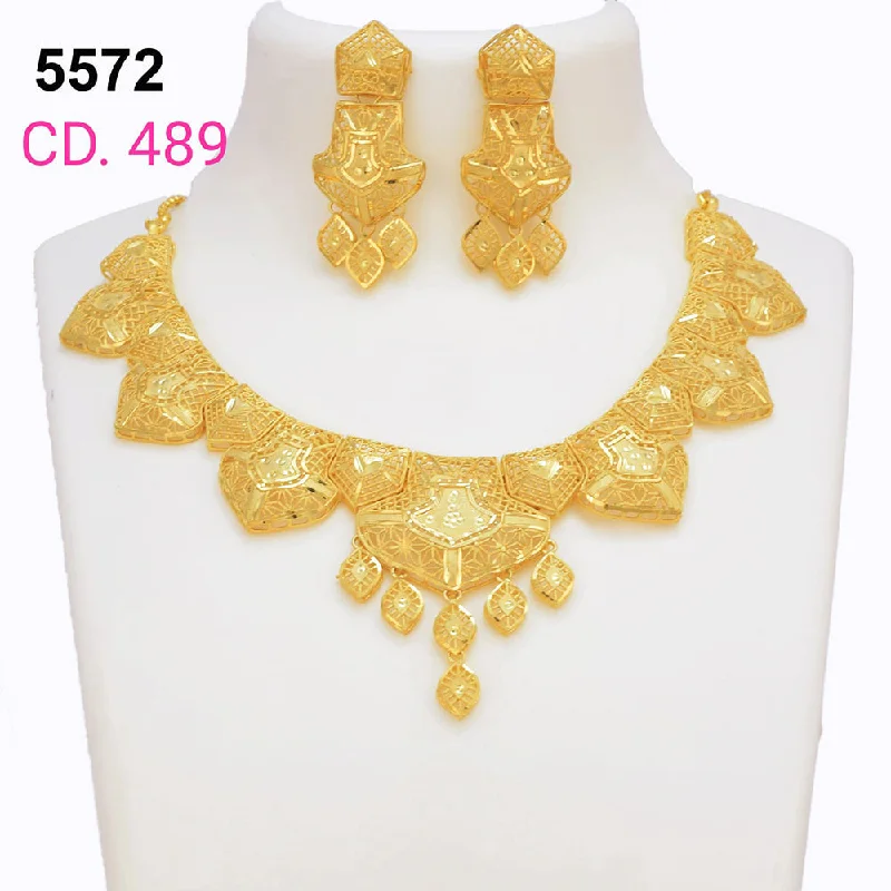 rhinestone ring necklaces for women-MR Jewellery Forming Gold Plated Necklace Set