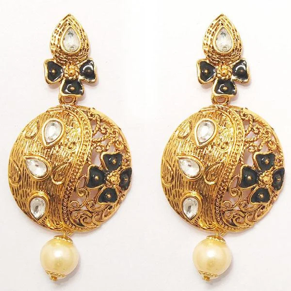 heart-shaped earrings for women-Kriaa Zinc Alloy Gold Plated Crystal Dangler Earring - 1307206B