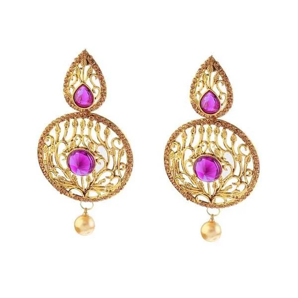 chunky earrings for women-Kriaa Kundan Pearl Drop Gold Plated Dangler Earring - 1307401A