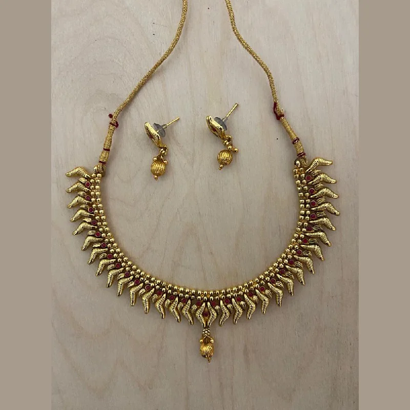 pendant ring necklaces for women-India Art Gold Plated Necklace Set