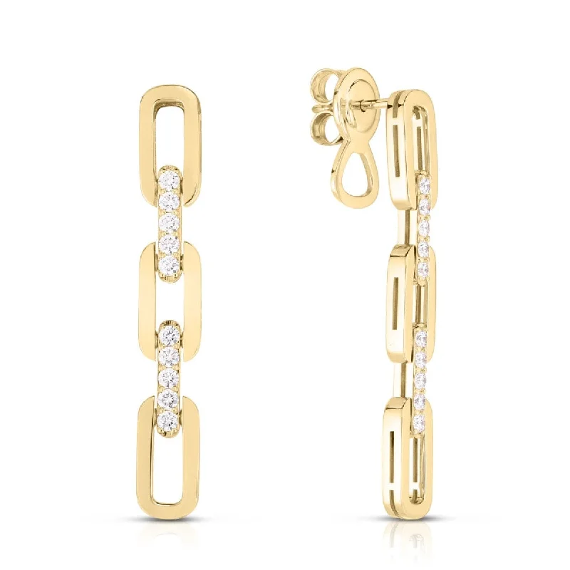 chunky earrings for women-Diamond Navarra 3-Link Drop Earrings