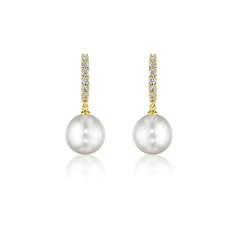 long dangling earrings for women-Pearl Drop Hoop Earrings