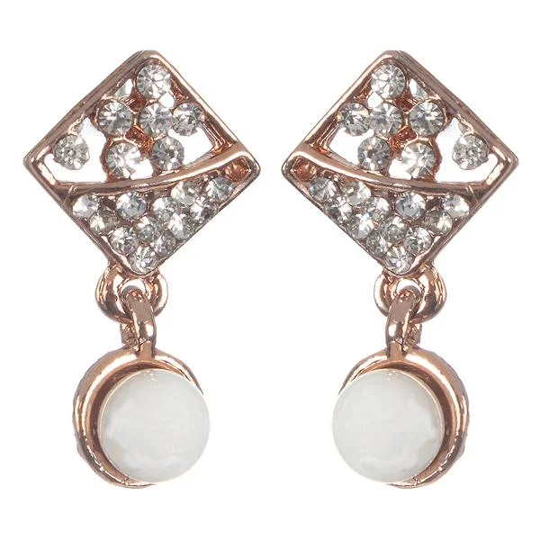 rose gold earrings for women-Urbana White Austrian Stone Gold Plated Earrings - 1306859