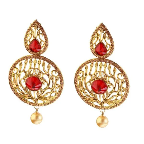 statement drop earrings for women-Kriaa Kundan Pearl Drop Gold Plated Dangler Earring - 1307401C