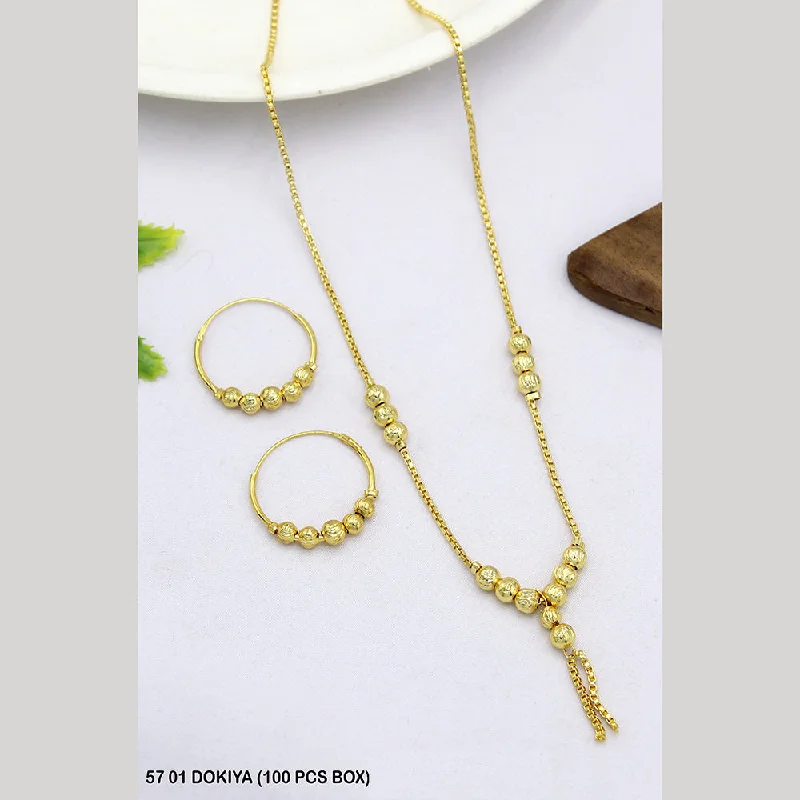 gold-plated ring necklaces for women-Mahavir Gold Plated Dokiya Necklace Set