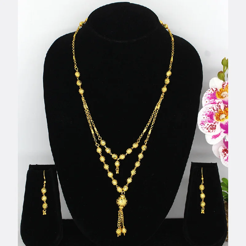 delicate ring necklaces for women-Mahavir Dye Gold Necklace Set