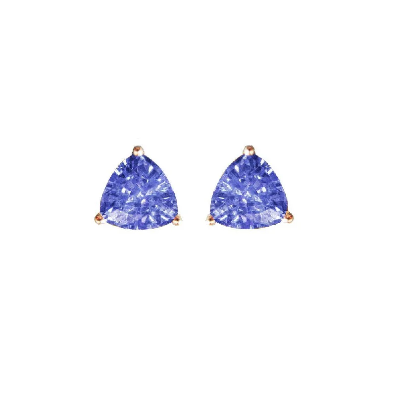 trendy earrings for women-Trillion Tanzanite Martini Stud Earrings