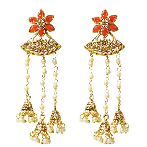 designer earrings for women-Kriaa Gold Plated Austrian Stone Pearl Dangler Earrings - 1310528C