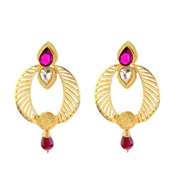 clip-on earrings for women-Kriaa Gold Plated Austrian Stone Dangler Earrings - 1307012A