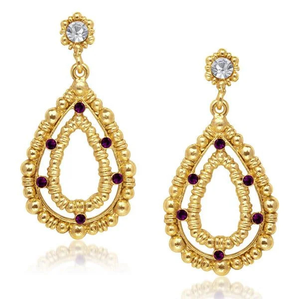 golden drop earrings for women-Urthn Austrian Stone Gold Plated Dangler Earrings - 1304721