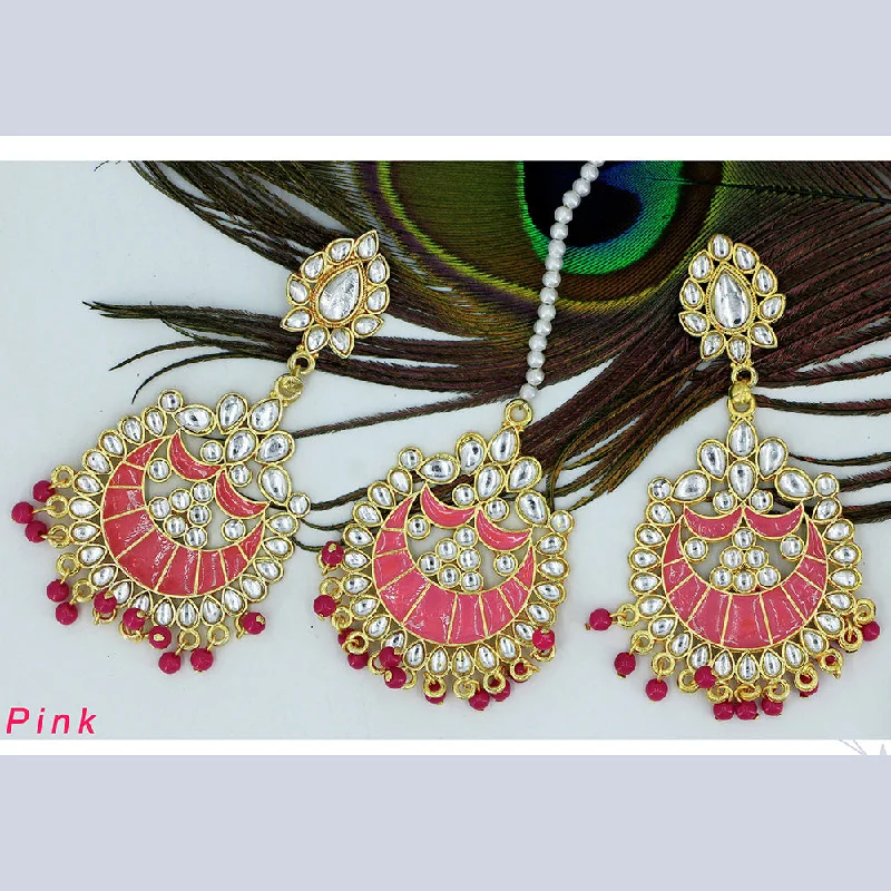 custom earrings for women-Mahavir Gold Plated Kundan & Meenakari Earrings