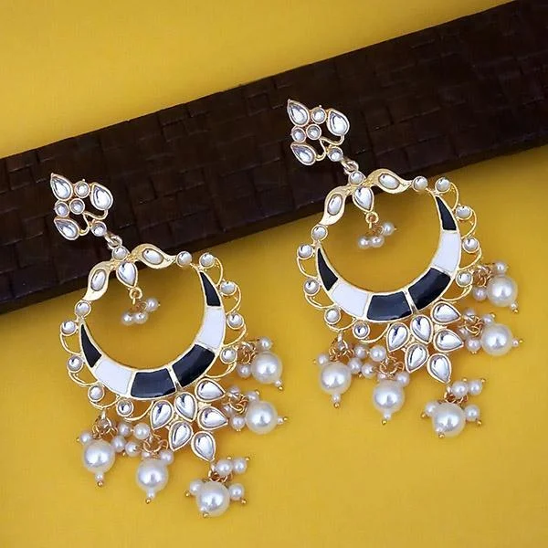 elegant earrings for women-Kriaa Gold Plated Kundan Dangler Earrings - 1316330G