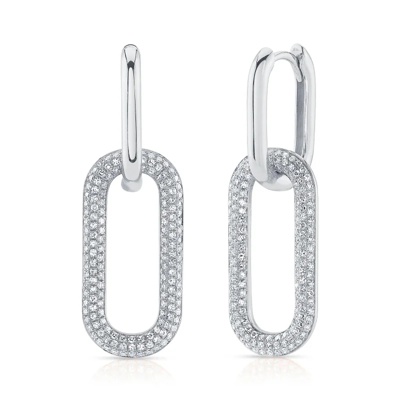 geometric earrings for women-Diamond Pavé Earrings