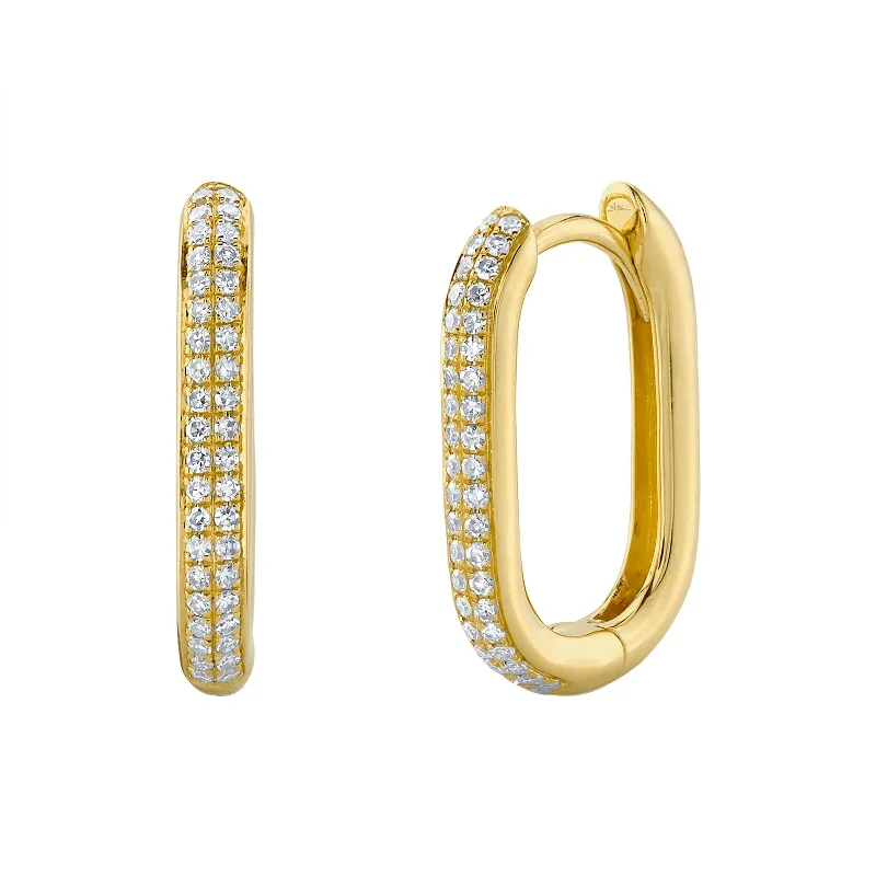 infinity earrings for women-Diamond Oblong Hoop Earrings