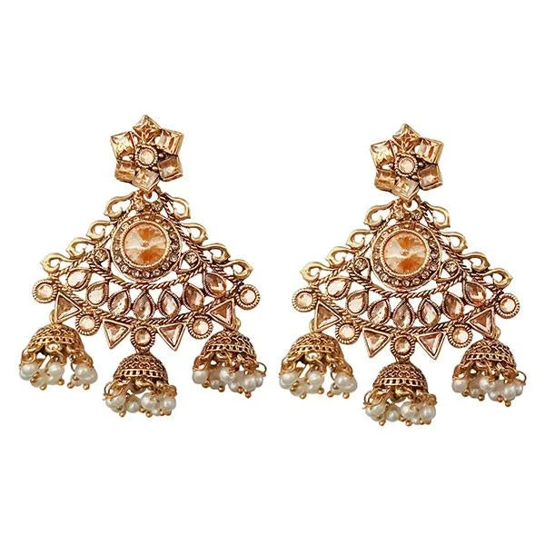 butterfly earrings for women-Kriaa Gold Plated Brown Austrian Stone Dangler Earrings - 1310542