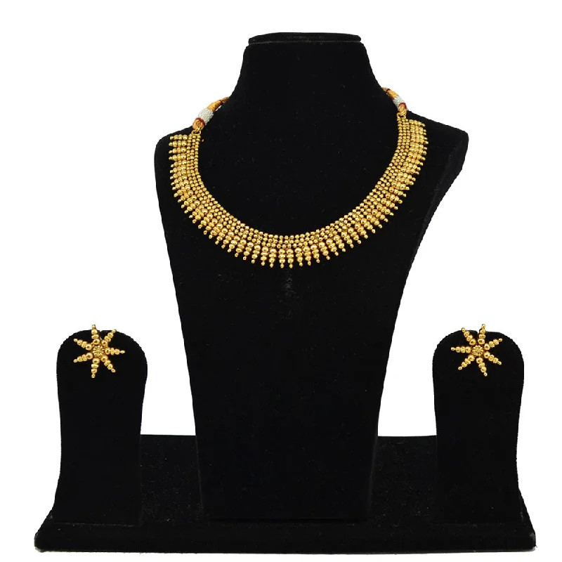 statement ring pendant necklaces for women-Saloni Fashion Jewellery Gold Plated Necklace Set