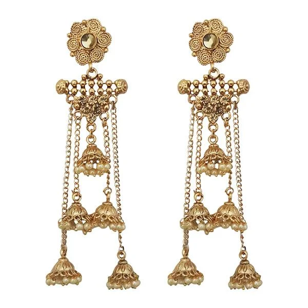 pearl drop earrings for women-Kriaa Gold Plated  Stone Beads Dangler Earrings - 1313906