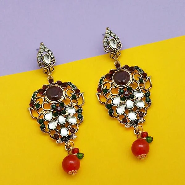 crystal earrings for women-The99Jewel Kundan Stone Dangler Earring - 1305519