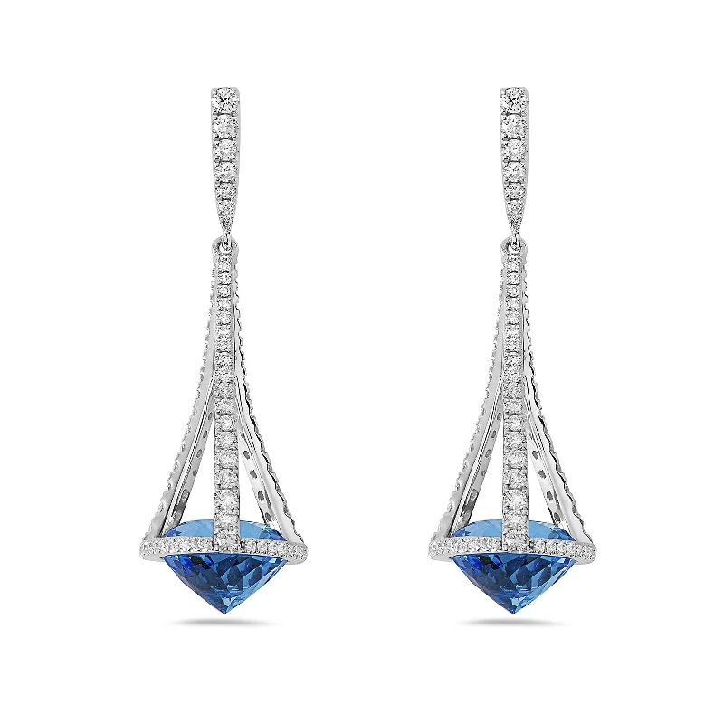 beaded earrings for women-London Blue Topaz & Diamond Pastel Chandelier Drop Earrings