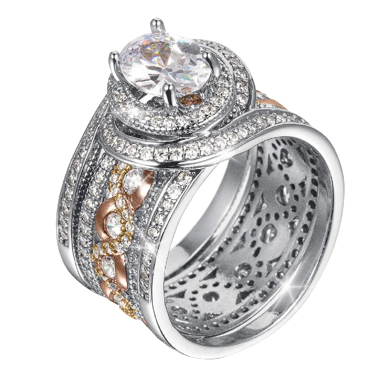 cute rings for women-Rose Radiance Bridal Ring Set