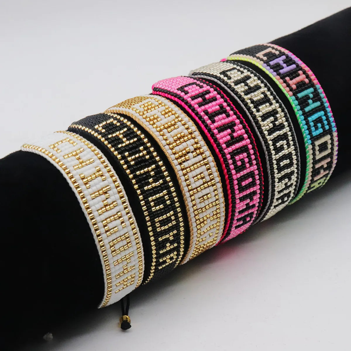 boho bracelets for women-Bohemian Letter Glass Knitting Women's Bracelets 1 Piece