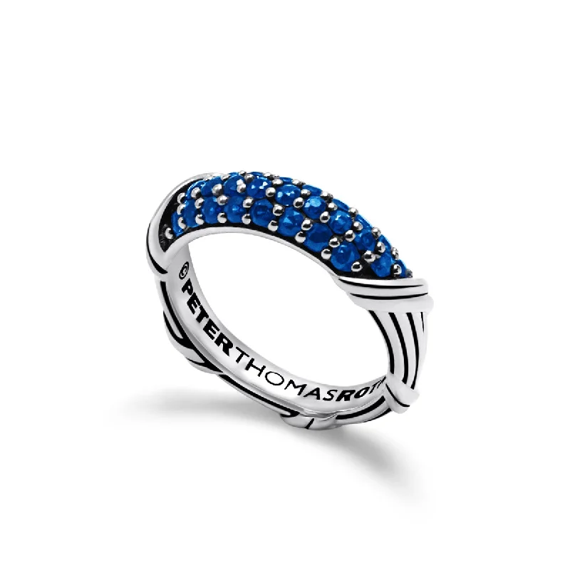 eternity bands for women-Signature Classic Pave Band Ring with blue sapphires in sterling silver 5mm