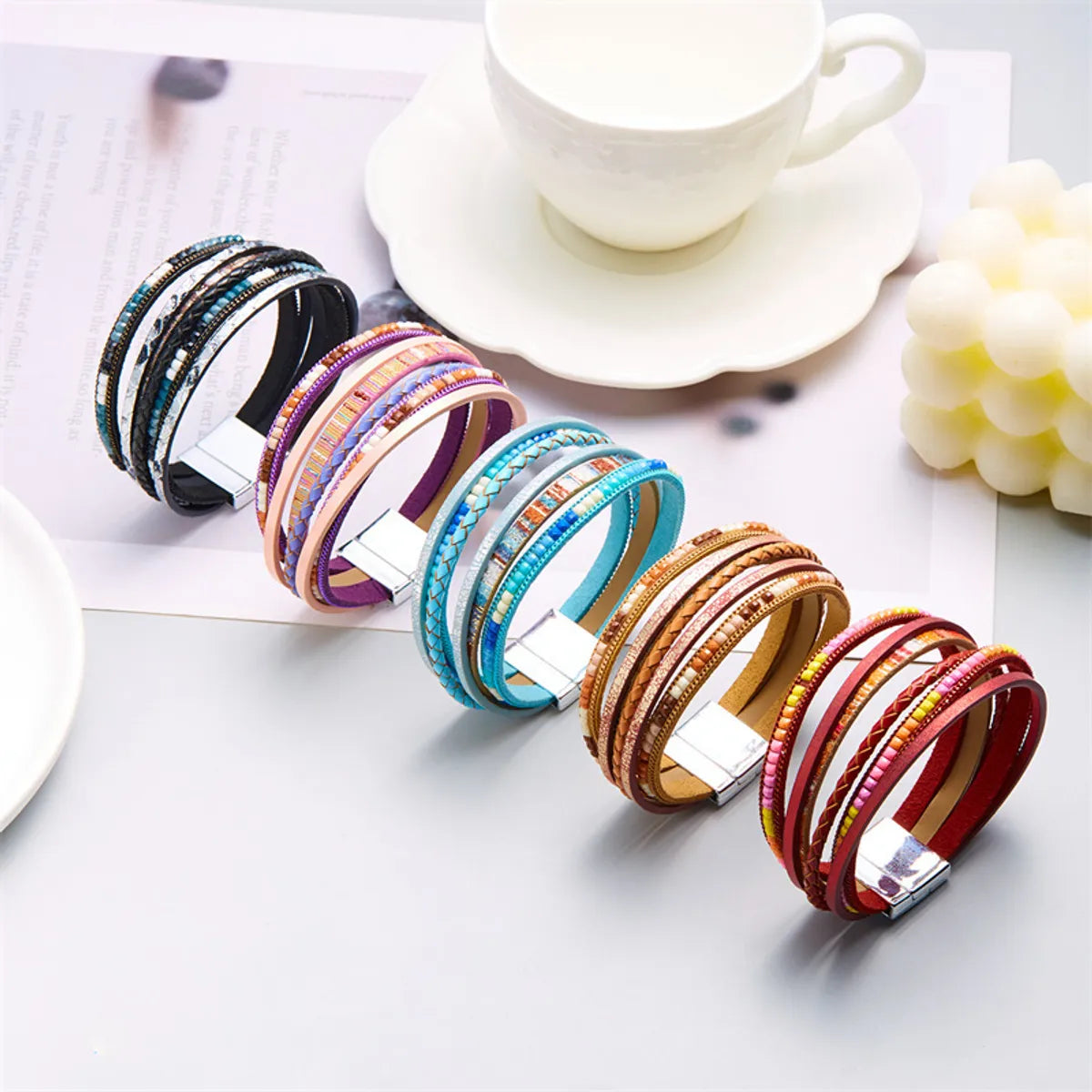 braided leather bracelets for women-Simple Style Geometric Pu Leather Women's Bracelets