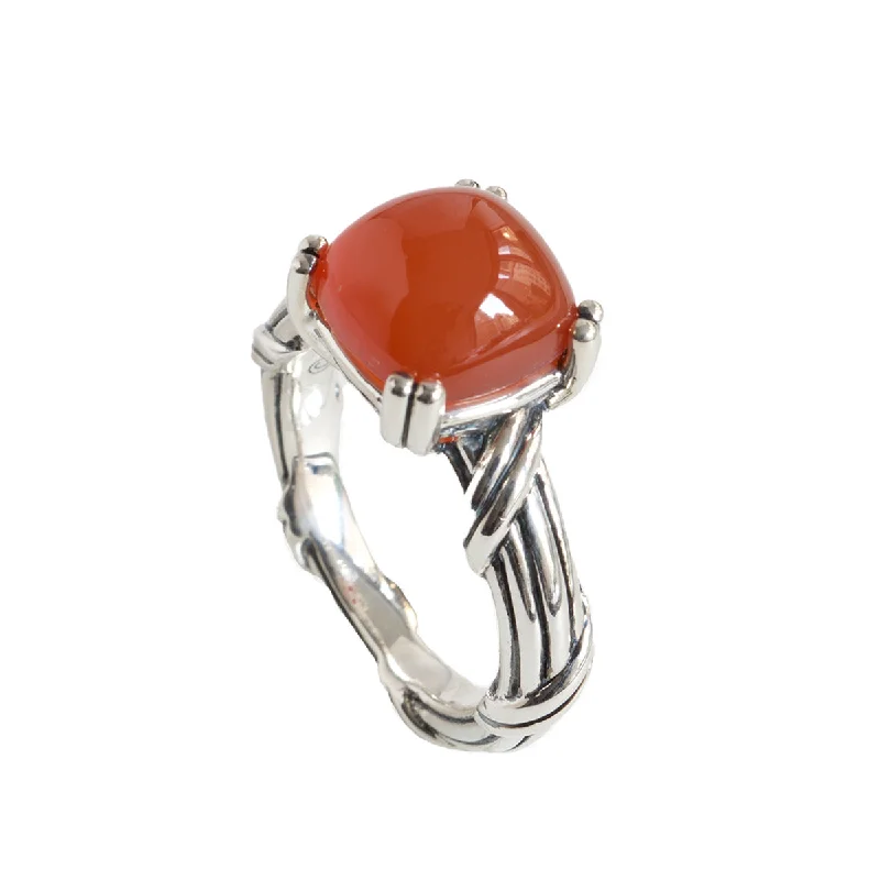 sterling silver rings for women-Fantasies Carnelian Cabochon Ring in sterling silver 10mm