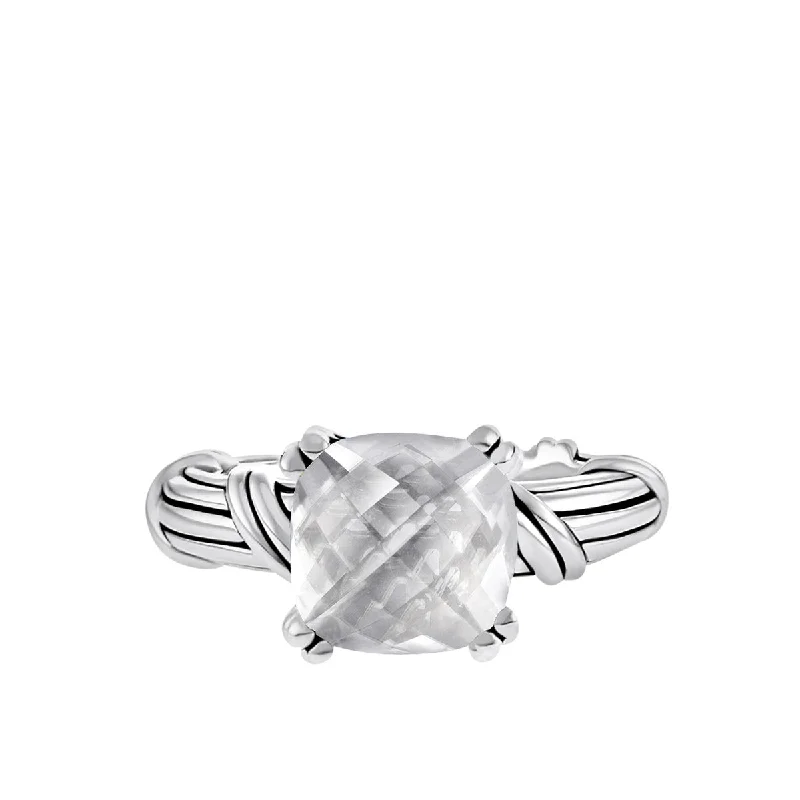 custom rings for women-Fantasies Rock Crystal Cocktail Ring in sterling silver 10mm