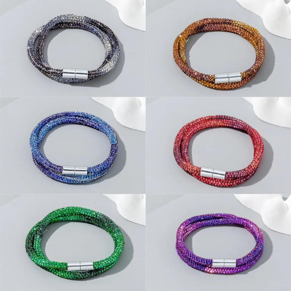 personalized bracelets for women-Wholesale Jewelry Casual Vacation Simple Style Gradient Color Rhinestone Rhinestones Inlay Bangle