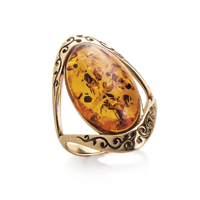 moonstone rings for women-Baltic Amber Ring