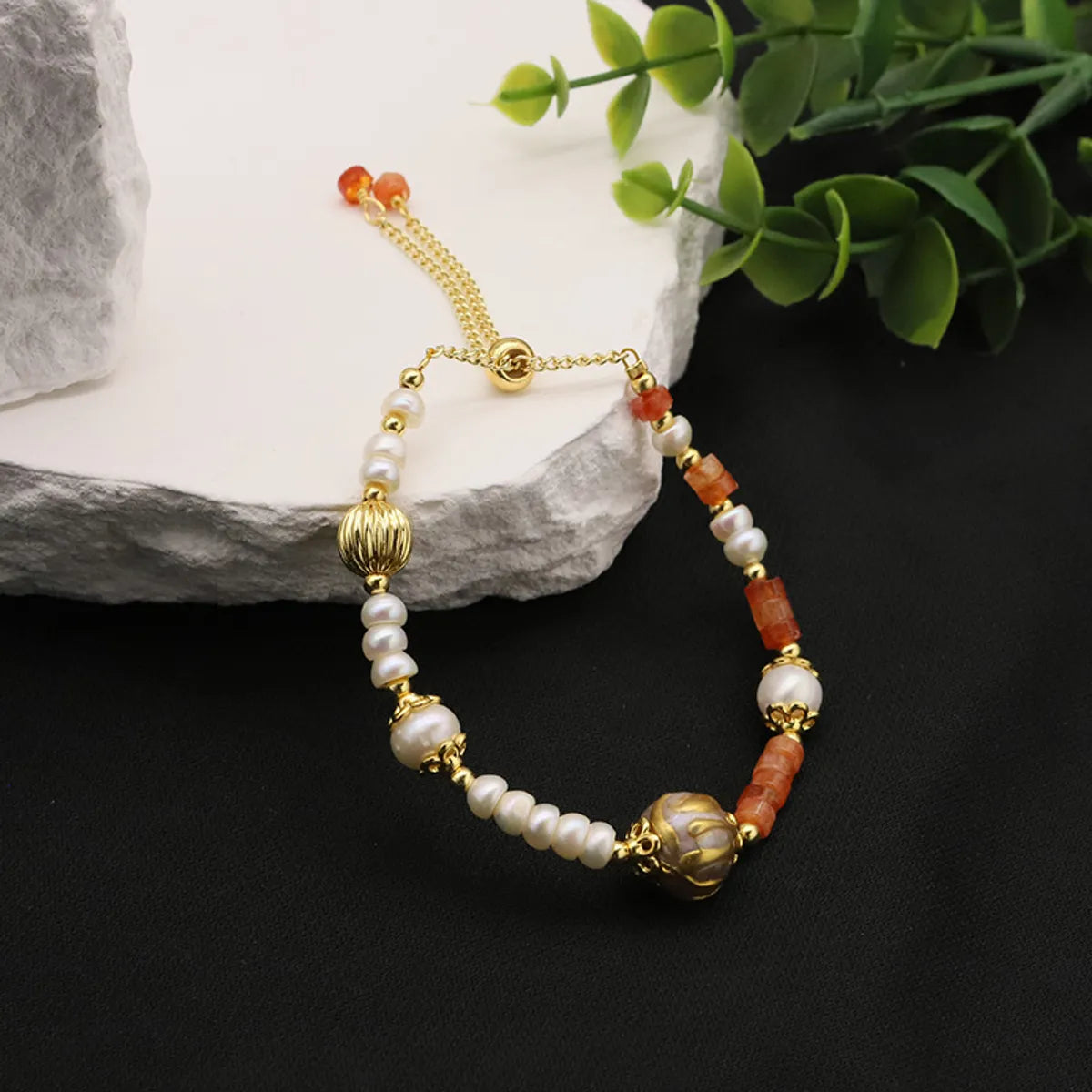 bangles for women-Simple Style Commute Round Freshwater Pearl Copper Beaded Plating Pearl 18k Gold Plated Bracelets