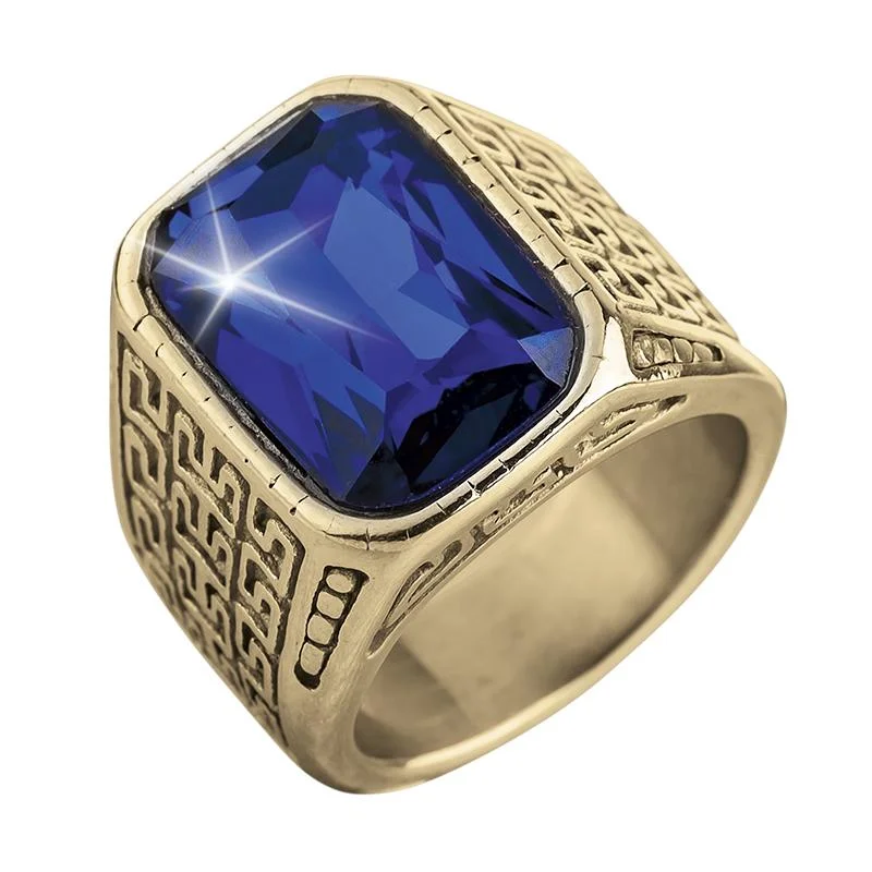 bold rings for women-Blue Knight Ring