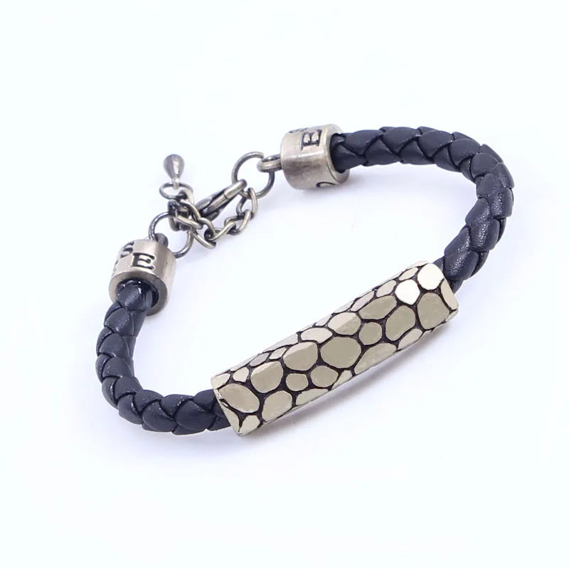 mixed metal bracelets for women-Hip-Hop Rock Punk Infinity Skull Pu Leather Alloy Leather Braid Men'S Bracelets