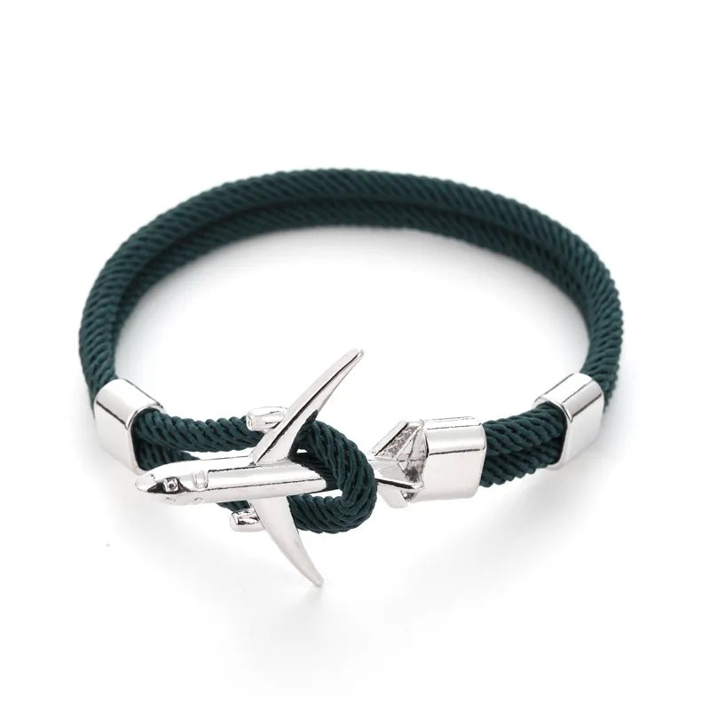 Dark Green Rope Silver Buckle