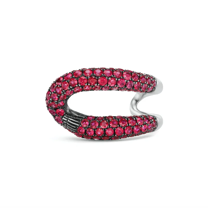 platinum rings for women-Intertwin Ring Ruby