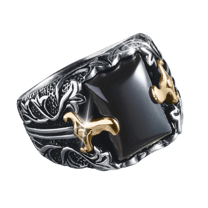 ruby rings for women-Onyx Sabre Men's Ring