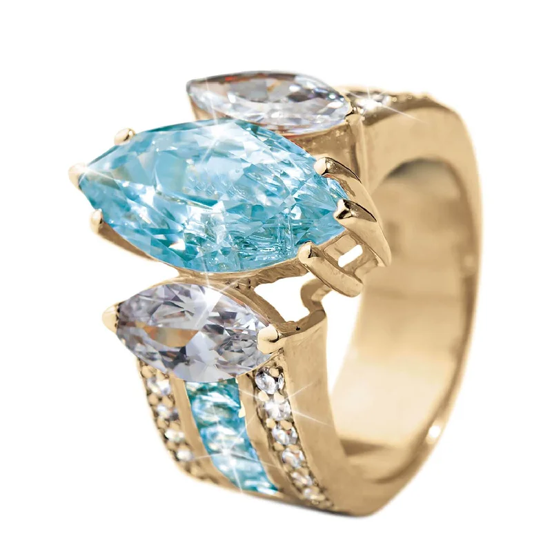 fashion rings for women-Marquise Blue & White Ring