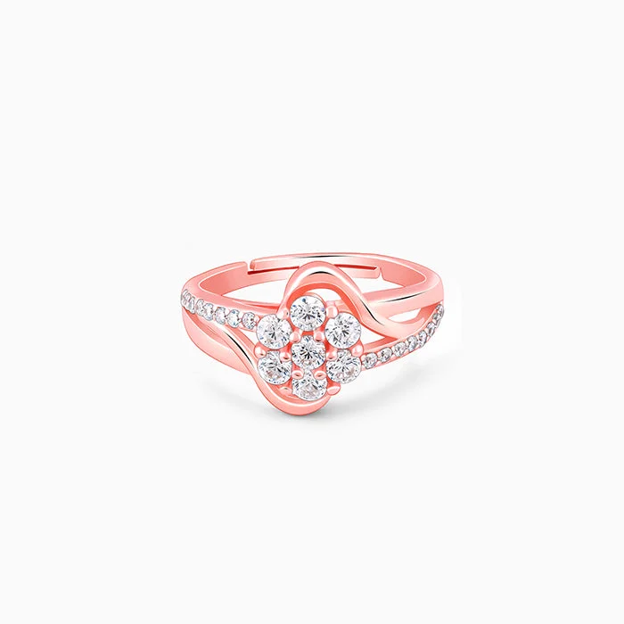 carved rings for women-Rose Gold Beautiful Flower Ring