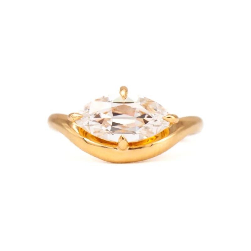 gold and silver rings for women-2.04 ct Lab-Grown Oval Piscine Ring