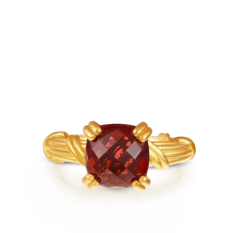 promise rings for women-Fantasies Garnet Cocktail Ring in 18K yellow gold