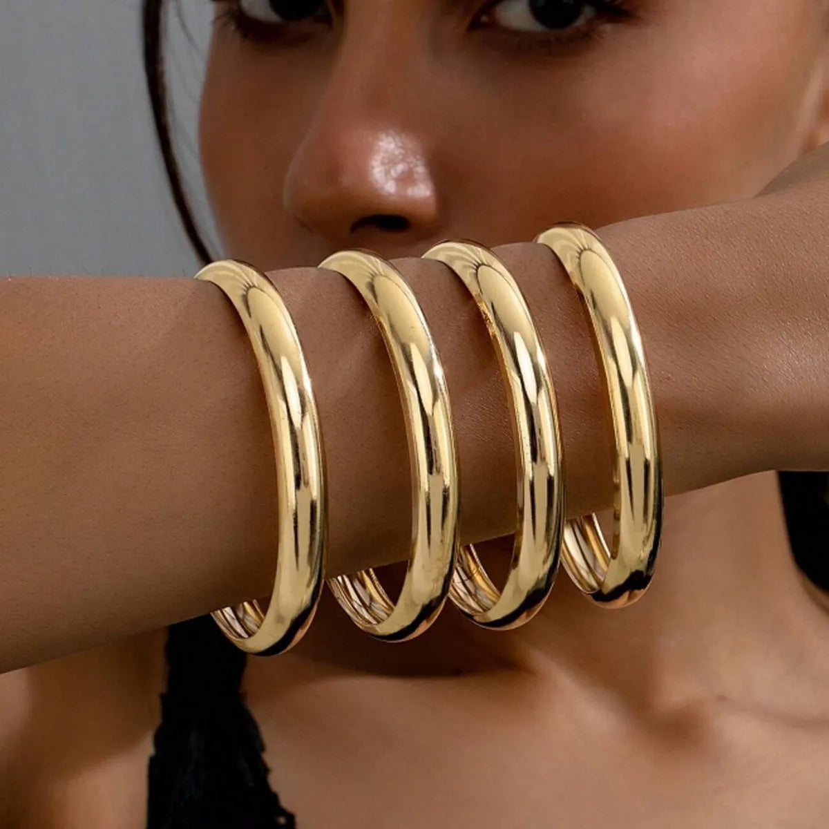 stretchable bangles for women-Retro Simple Style Geometric Metal Wholesale Bangle