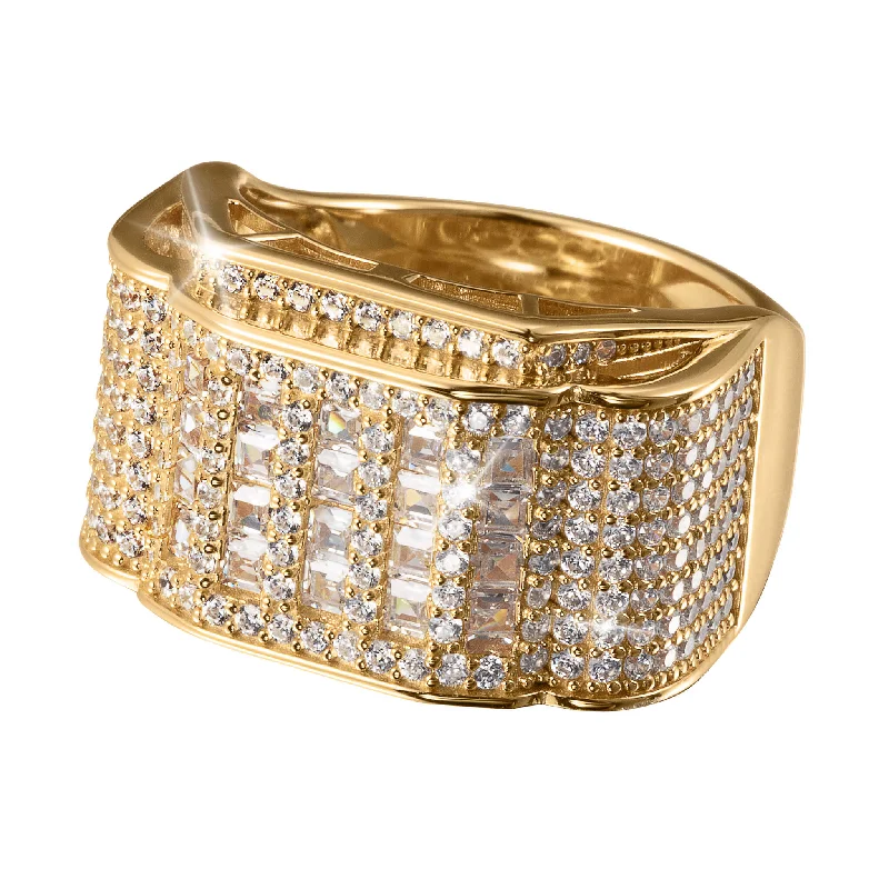 gold-plated rings for women-Golden Mosaic Men's Ring