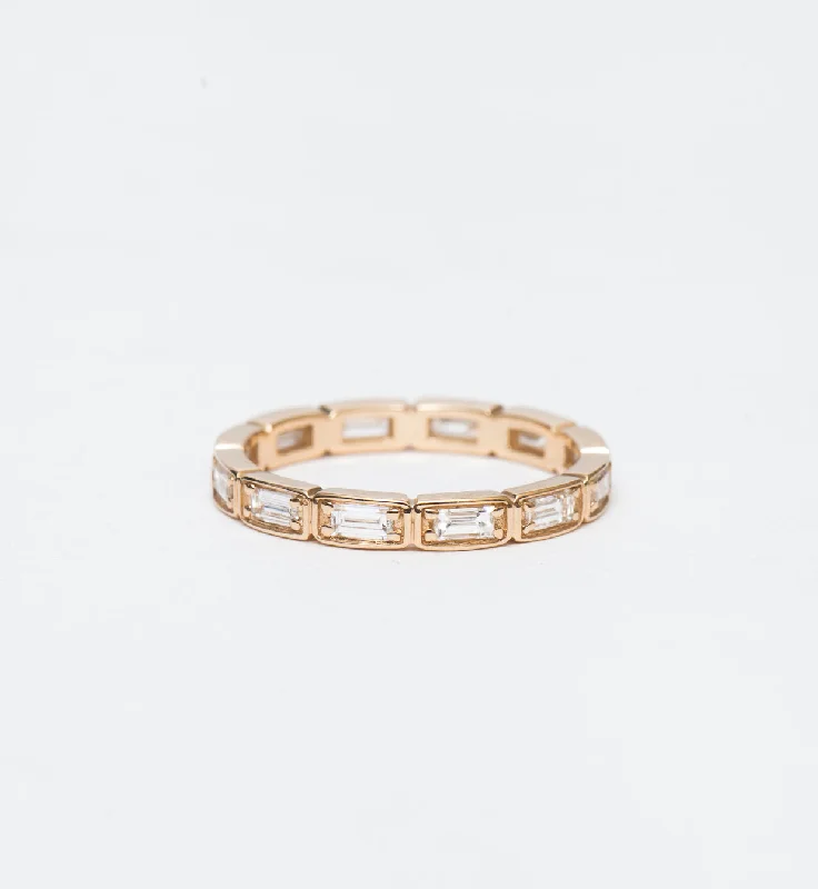 fashion rings for women-Wheat Baguette Eternity Band