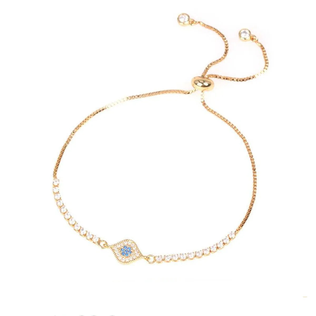 luxury tennis bracelets for women-Fashionable Turkish Blue Eye Bracelet With Diamonds And Color Zirconia Adjustable Bracelet