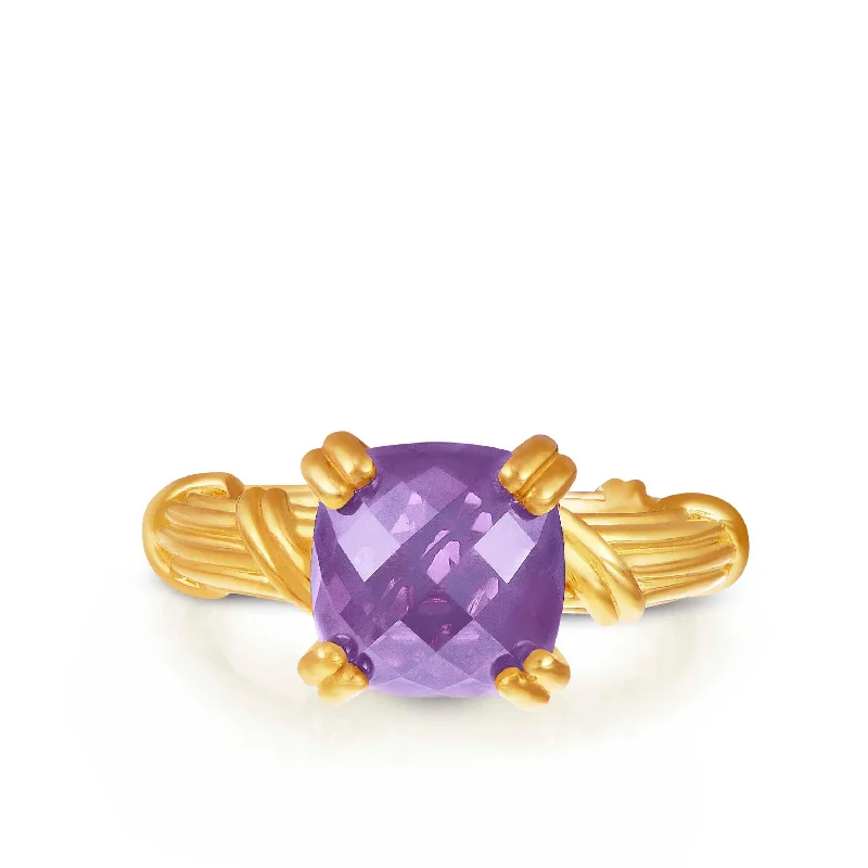 modern rings for women-Fantasies Amethyst Cocktail Ring in 18K yellow gold