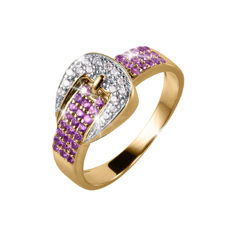 cute rings for women-Amethyst Buckle Ladies RIng